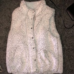 Grey fuzzy vest